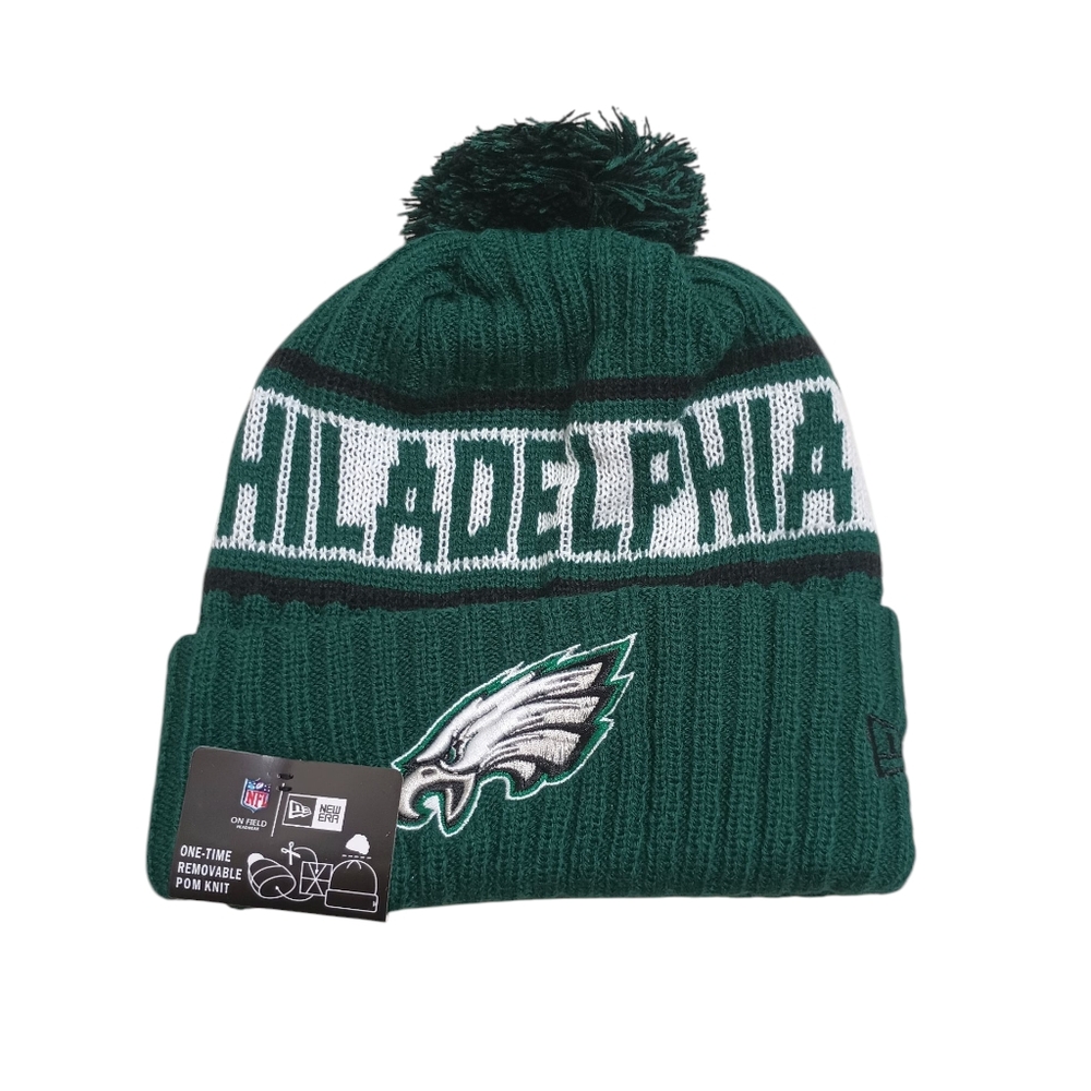 Philadelphia Eagles New Era Dark Green / White Bird Knit Winter Pom Pom Beanie